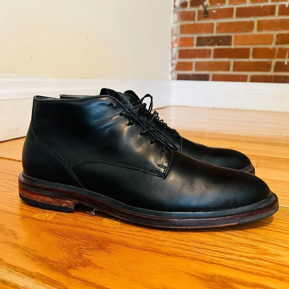 COLE‎ HAAN Grand Boot Black Leather Size 10.5 M Mens Ankle Lace Up Chukka Boots